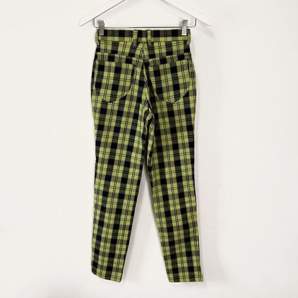 CLEARANCE  - Vintage 90s GOL Yellow Plaid High Rise Tapered Jeans - Picture 2 of 9